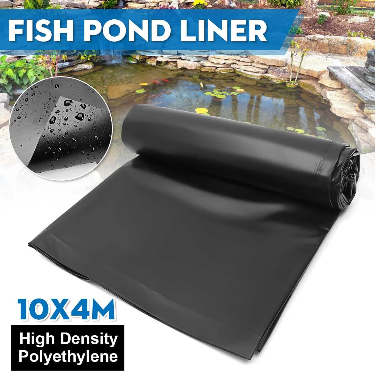 

10x4m Black New Fish Pond Liner Cloth Home Garden Pool Reinforced HDPE Heavy Landscaping Pool Pond Waterproof Liner Cloth