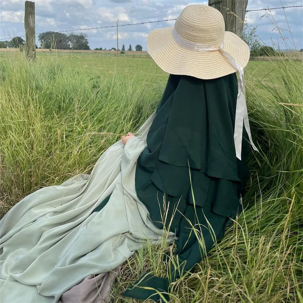 Трехслойный тюрбан исламский молитвенный хиджаб химар мусульманский женский