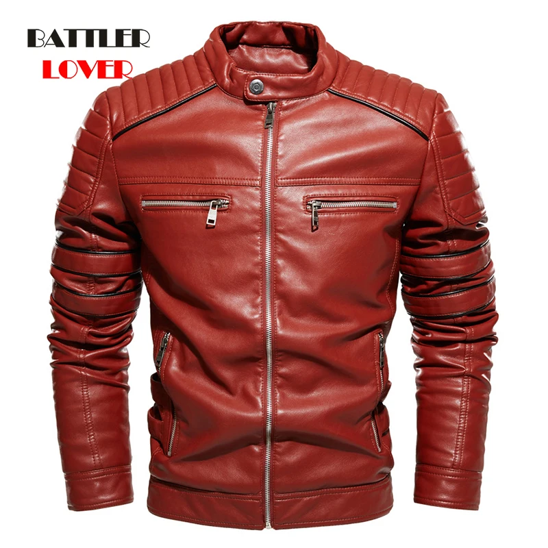 

2021 Men Coffee Leather Motorcycle Jacket Fashion Streetwear Biker Warm Coat for Male Slim Fit Autumn Winter Fur Lined Outwear