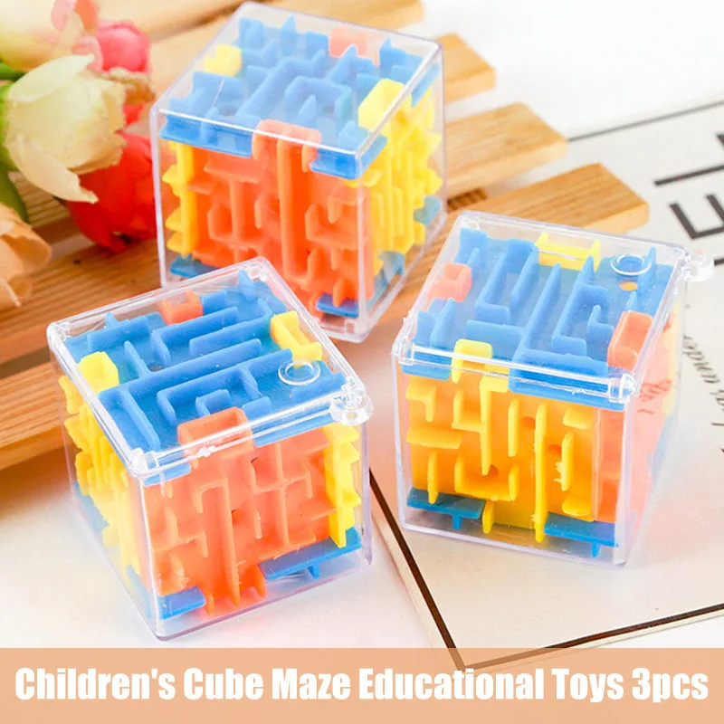

3pcs Mini 3D Maze Toy Transparent Beads Brain Teaser Game Toy Labyrinth Ball Rotate Children Puzzle Intelligence Trianing AN88