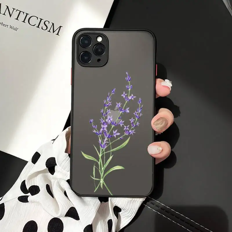 

Simple Lavender Purple Flowers Phone Cases matte transparent For iphone 7 8 11 12 plus mini x xs xr pro max cover