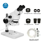 Бинокулярный стереомикроскоп с непрерывным увеличением 3,5x-180X, окуляр WF20X10 мм, окуляр с 56 светодиодами, линза 0,5x 2X для ремонта печатных плат и микросхем телефона