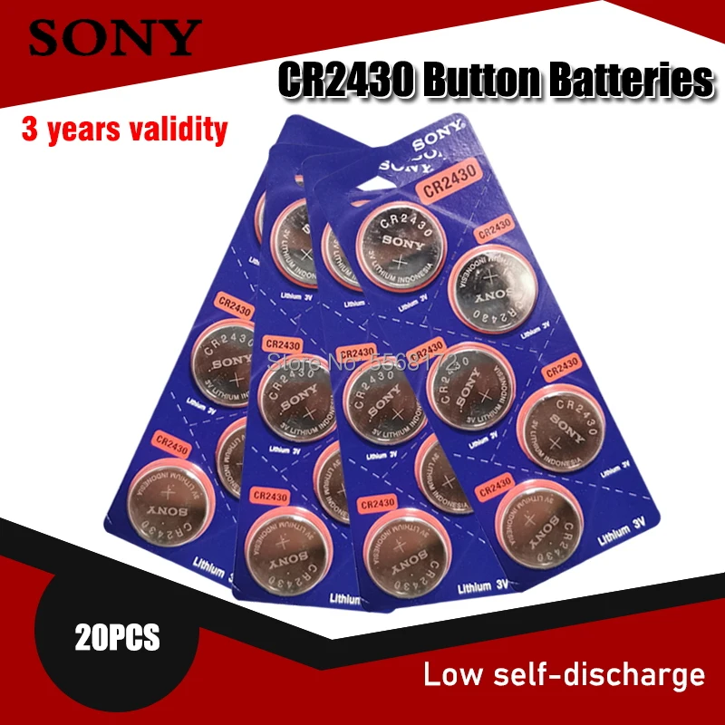 

20PCS Original Sony CR2430 DL2430 CR 2430 3V Lithium Battery For Smart Watch Headphone Toy scale clocks hearing aids Button Coin