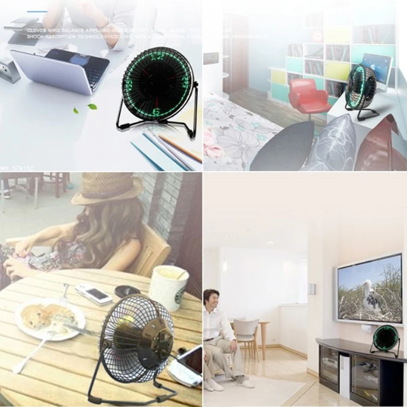 Настольный USB светодиодный вентилятор в режиме реального времени охлаждающий