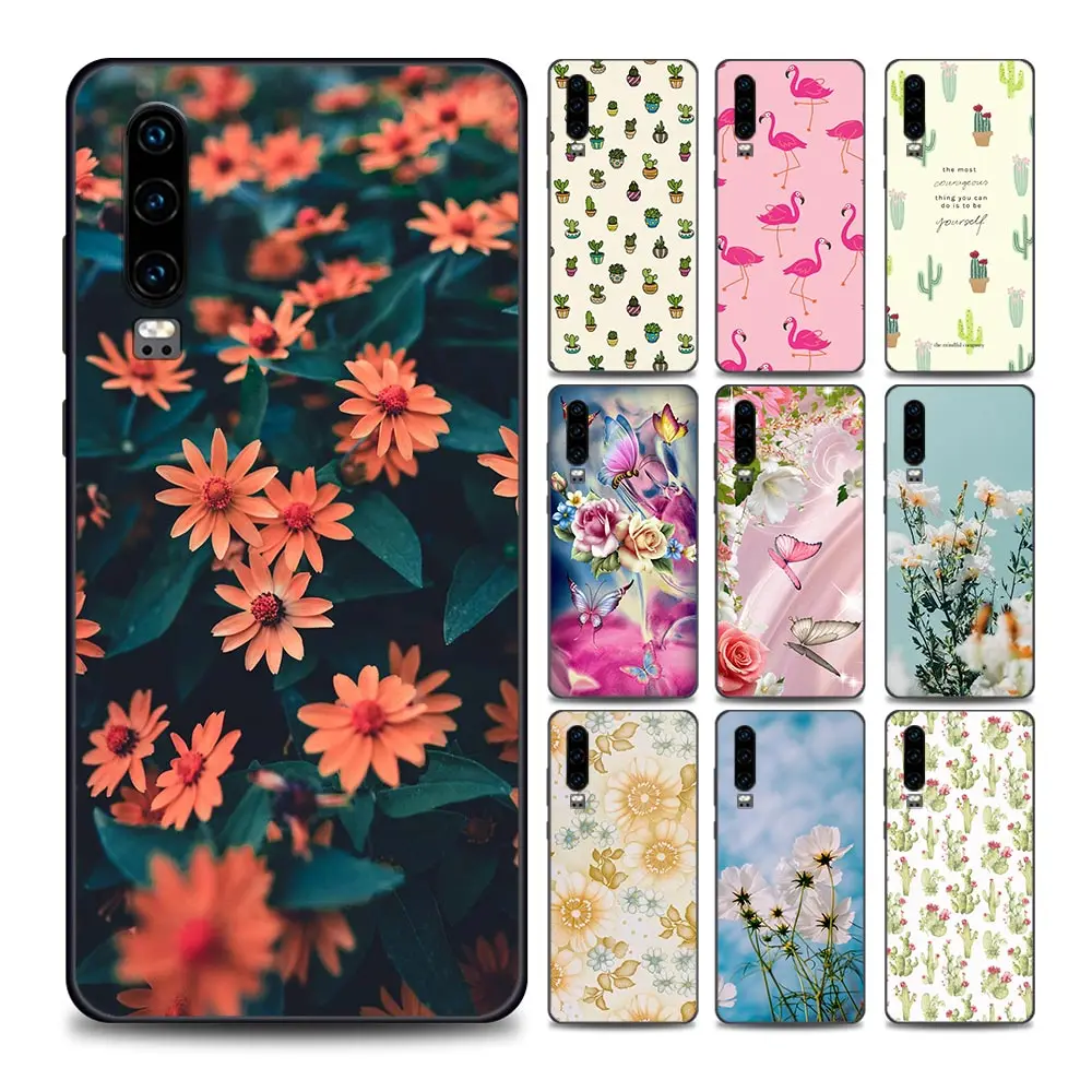 

Flower and Butterfly Phone Case for Huawei P10 Lite 20 30 40 Lite E Pro Plus 50 Pro P Smart Z Soft Silicone Cover Coque