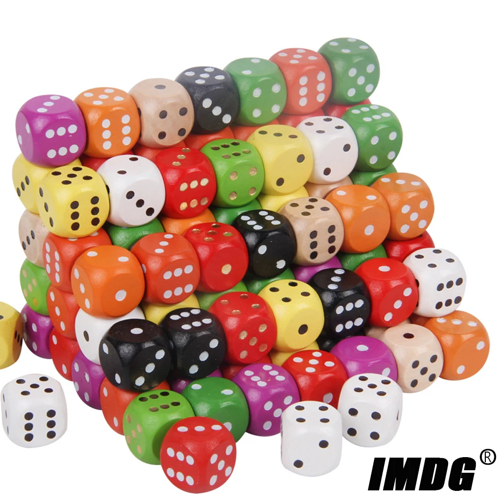 10 искусственных деревянных костей 16 мм красочная твердая деревянная точка