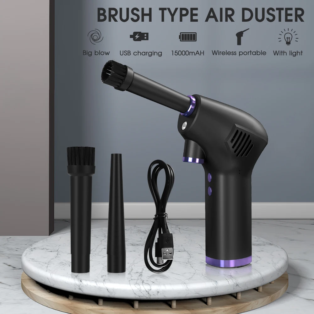 Cordless Air Duster for Computer Laptop Rechargeable Car Vacuum Cleaner Compressed Air Blower Cleaning Tool For Keyboard Sofa