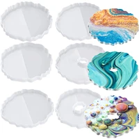 resin coaster molds irregular edges silicone molds hollow agate coaster epoxy molds for making coasters home decoration