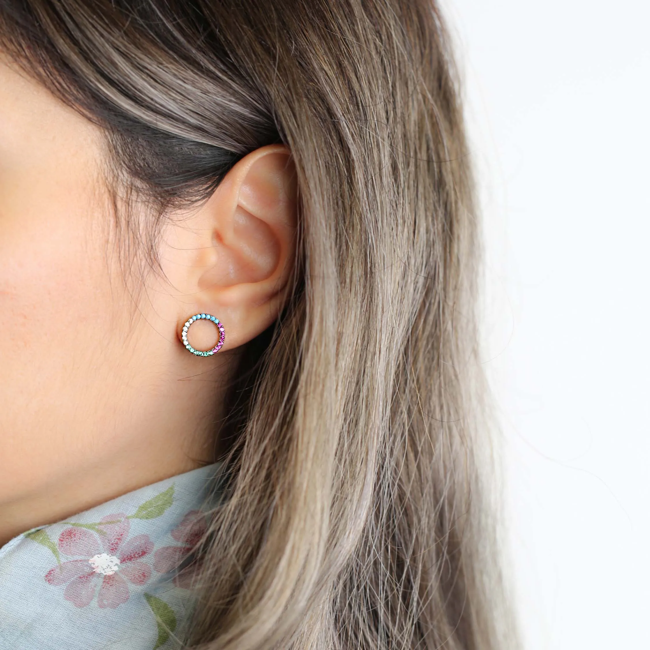 

SPENTA Minimalist Hollow Shape Zircon Stone Stud Earring Turkish Handmade 925 Sterling Silver Earring