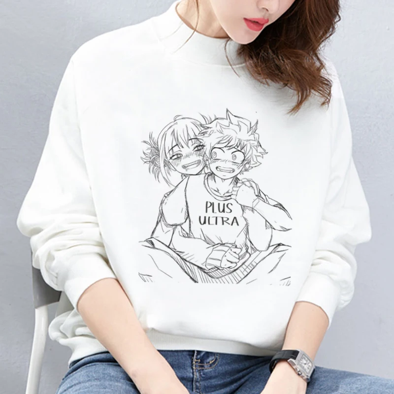 Женская толстовка с длинным рукавом KPOP Готическая теплая белая большого размера