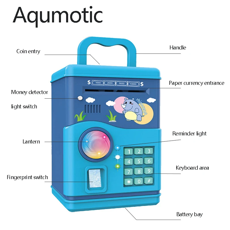 Копилка Aqumotic для мальчиков копилка со сканером отпечатков пальцев банкомат