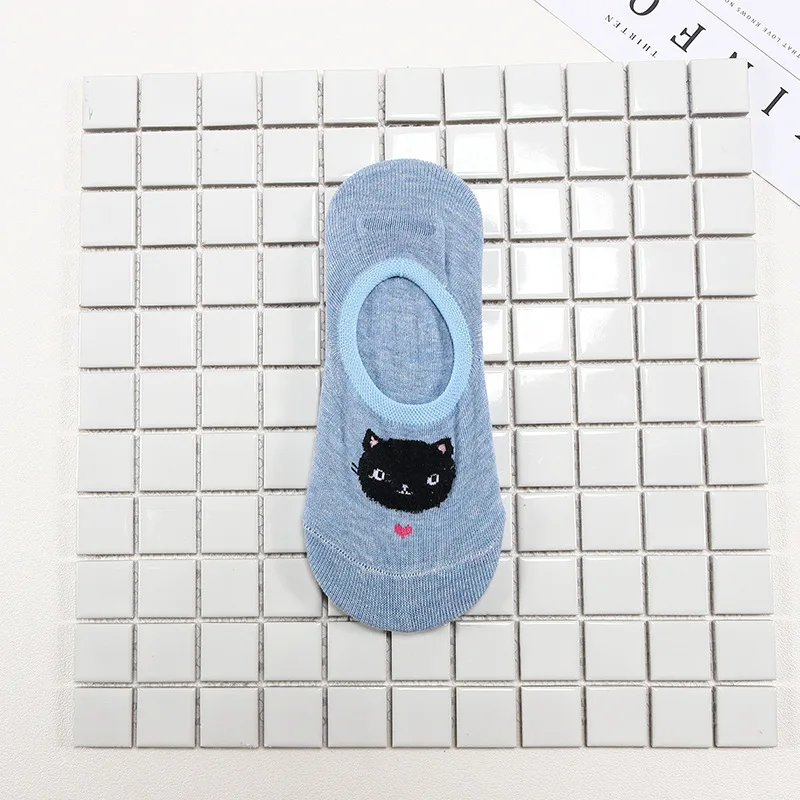 9 Комплект из модных женских Harajuku стиль летние Нескользящие невидимые носки, Слиперы клубники фруктов, с изображением арбуза носки для девочек из милых собачек для носки с котами - Цвет: 9