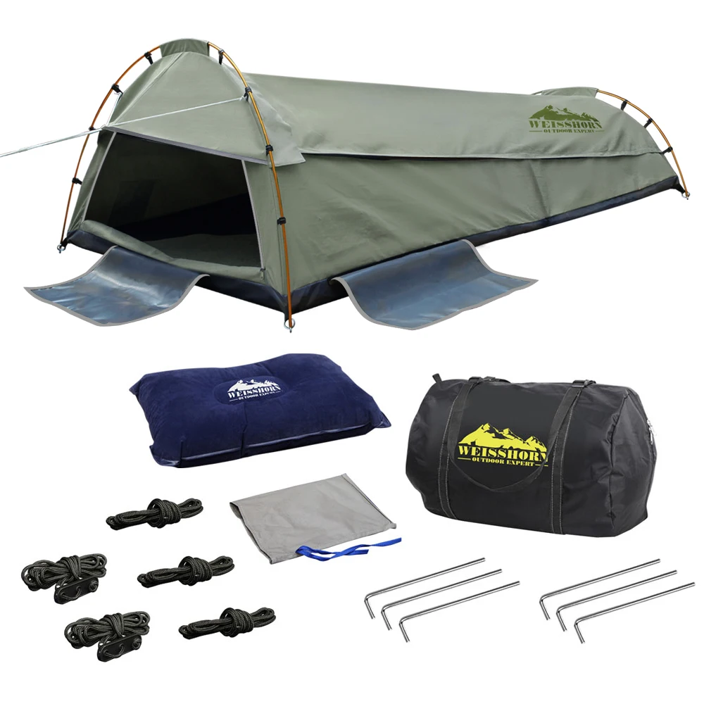 Weisshorn King Single Swag Camping Canvas Tent-Celadon SWAG-SIN-GS-CE Lightweight UV Resistant Waterproof AU | Мебель
