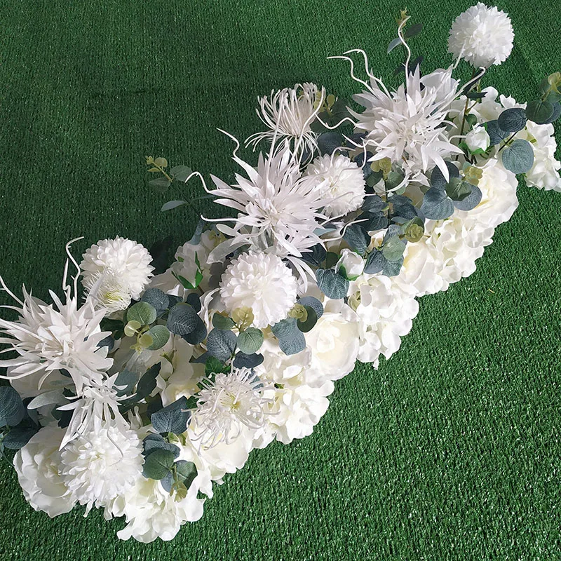 

50cm/1m Wedding Flower Wall Arrangement Silk Rose Peony Hydrangea Row for Party Wedding Arch Decoration Backdrop Garland