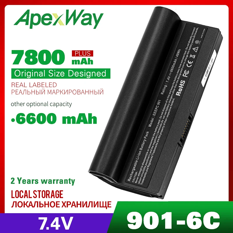 7 4 В 6600 мАч 6 ячеек Аккумулятор для ноутбука Asus AL23 901 Eee PC 1000 1000H 1000HA 1000HD 1000HE 904HD|laptop