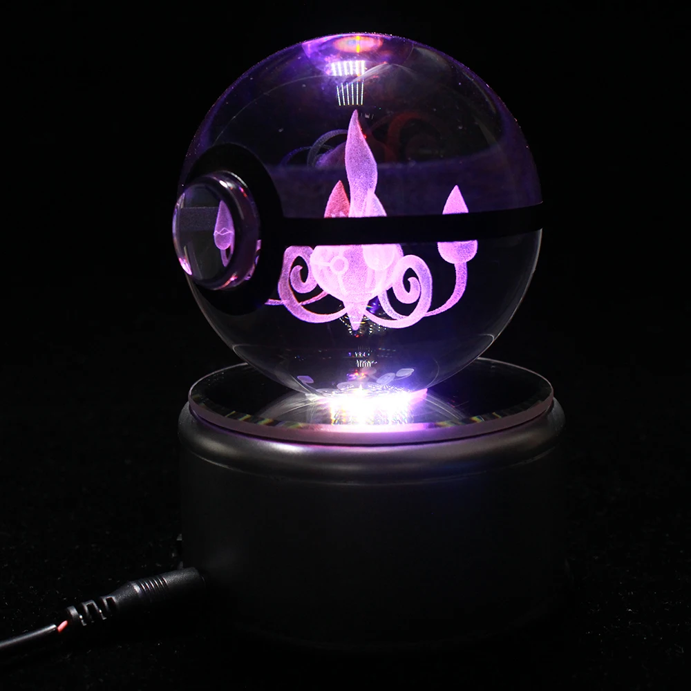 Дропшиппинг Chandelure Покемон дизайн светодиодный Кристалл 3D Pokeball шар Ночной светильник Настольная лампа