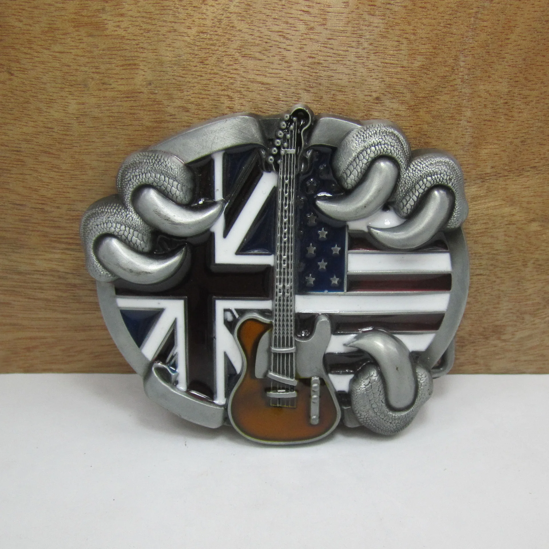 Серебряный цвет Орел коготь Металлический Ремень Пряжка 3D животное гитара