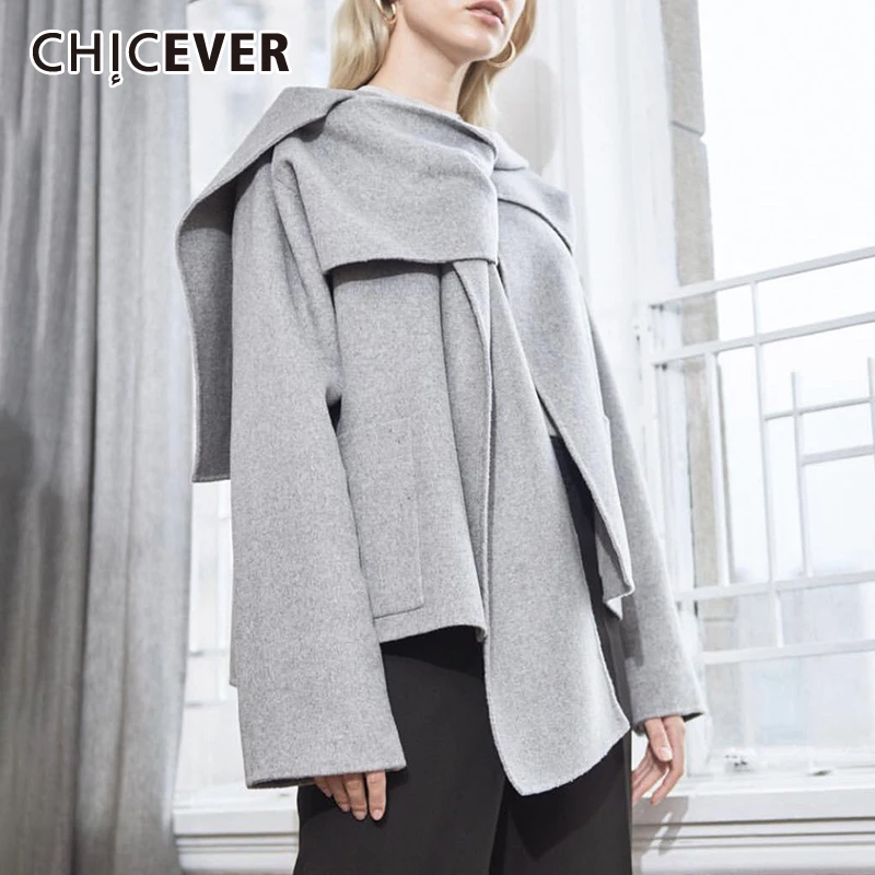 CHICEVER, повседневные женские пальто с кисточками, с круглым вырезом, с длинным рукавом, свободные, на шнуровке, с рюшами, осенне-зимняя куртка для женщин, модная одежда