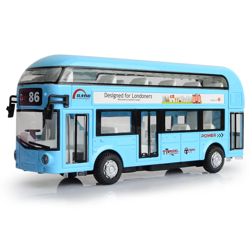 

Alloy double-decker tour bus air-conditioned bus city bus model children return force acousto-optic toy car