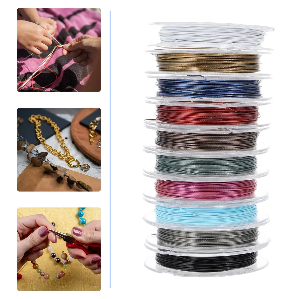 

10 Rolls 10M Jewelry Making Steel Wire Beading Jewelry Coil Wire for DIY Beading