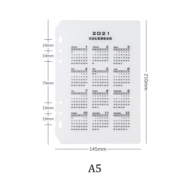 2021 A5 A6 календарь из ПВХ свободные ноутбук птрушки Тетрадь индексный разделитель
