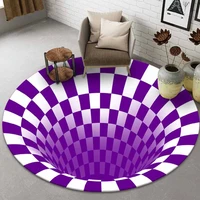 3d vortex illusion large black white round carpet areas non slip floor mat abstract geometric optical living room bedroom plaid