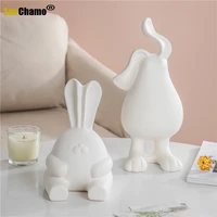 modern minimalist creative model room childrens bookcase home soft decorations cartoon rabbit ceramic crafts ornaments