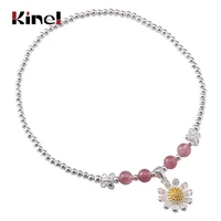 kinel bracelet on the leg foot jewelry anklet simple strawberry crystal flower anklets real 925 sterling silver anklet ladies
