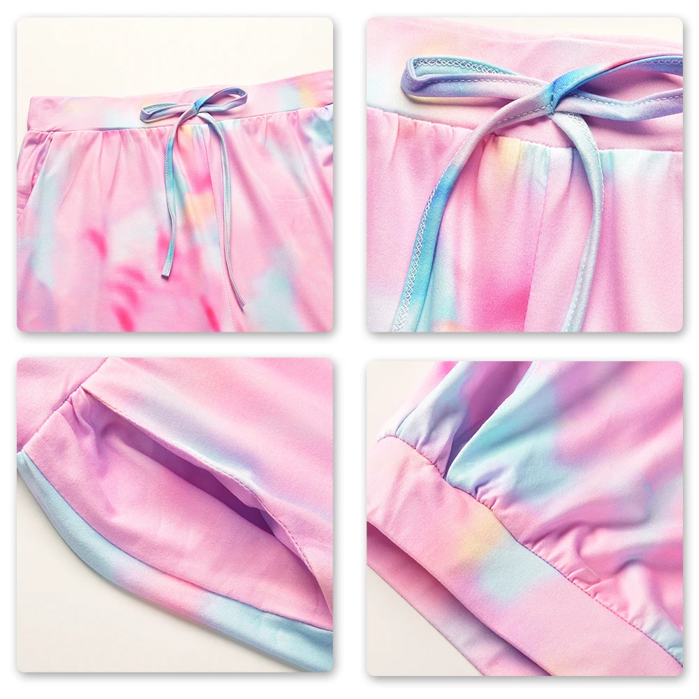 

Women's Pyjama Set Round Neck Print Tie Dye Spring Casual Long Sleeve Nightwear Leadies Fashion Home Clothes Female Sleepwear