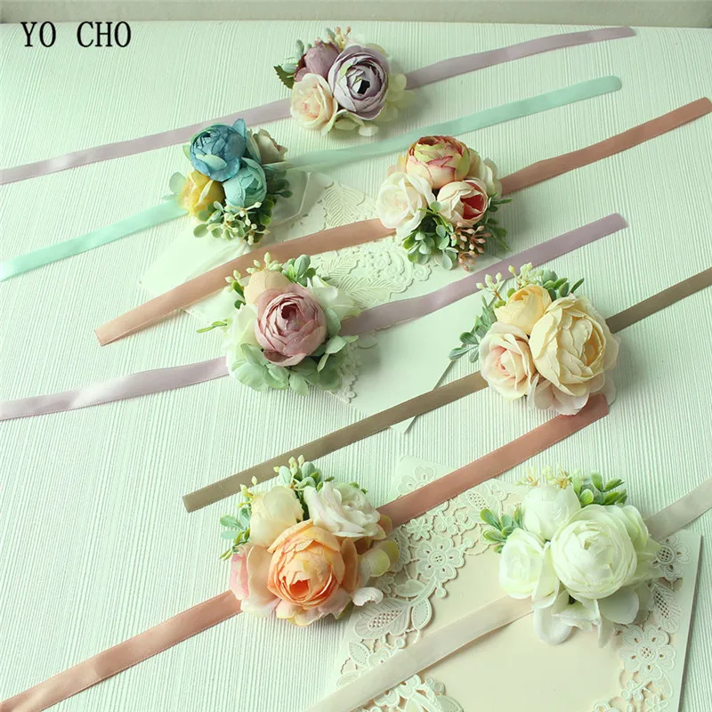 Бутоньерка на запястье из высококачественного шелка искусственная Роза брошь