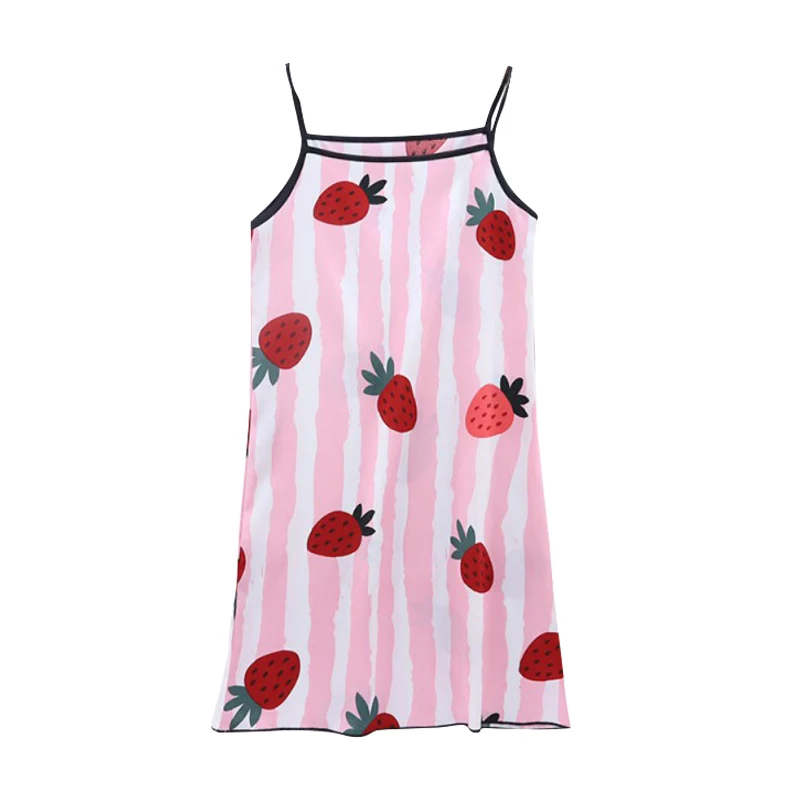 

Детские хлопковые летние рубашки для девочек, детская пижама, пижама в полоску платье для маленьких девочек; Клубничный печатная подвеска п...