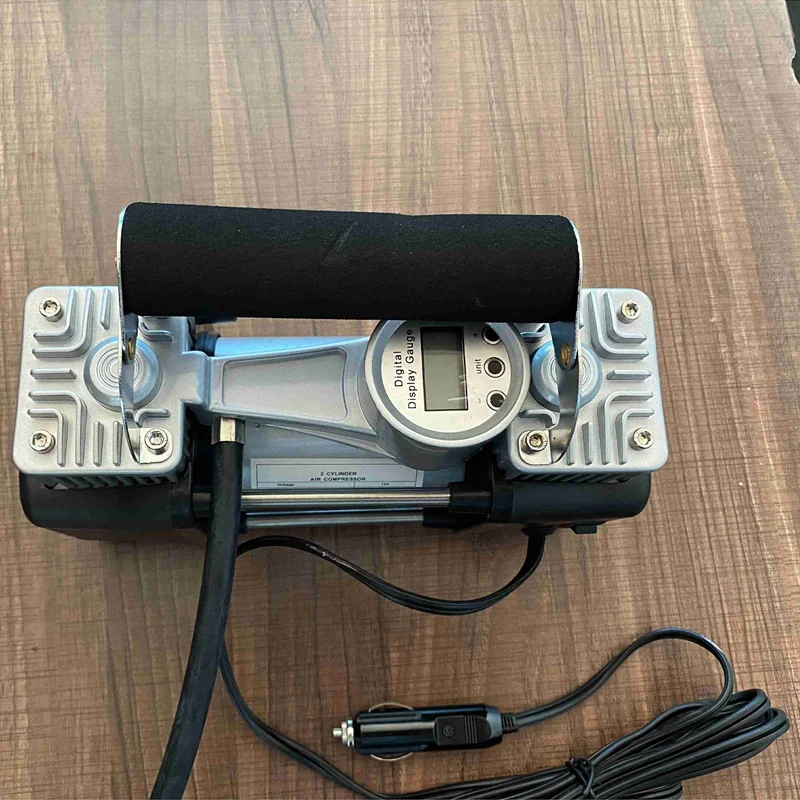 

Car Air Pump, Digital Display Dual-Cylinder Tire Air Pump with Light, Portable Air Pump with Toolbox