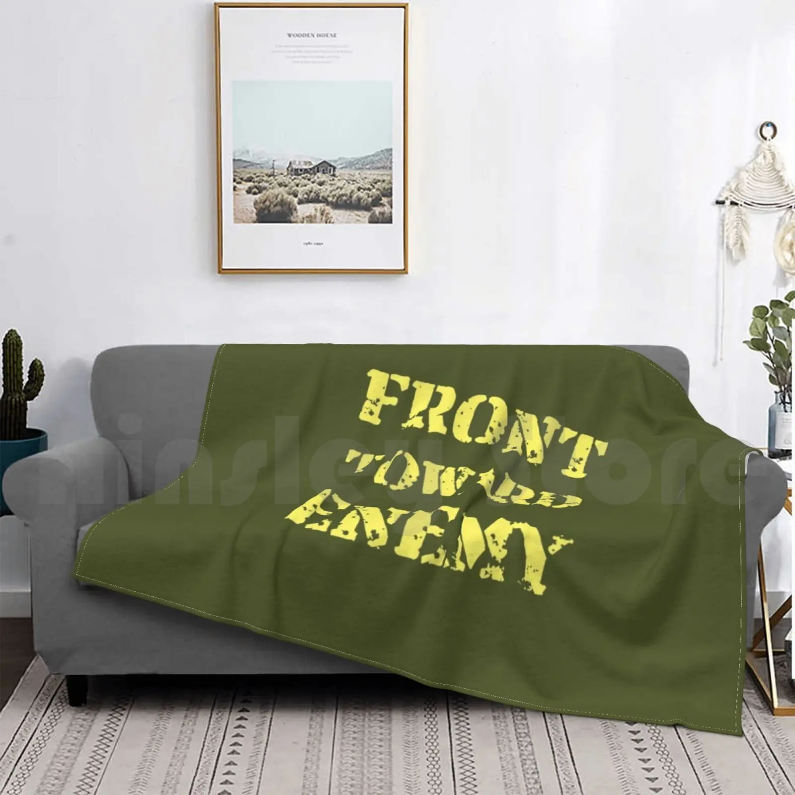 

Front Toward Enemy Blanket Fashion Custom Front Toward Enemy Army Soldier Claymore Green