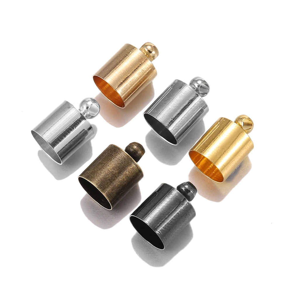 

50pcs/lot Tassel Leather Cord End Crimp Caps Beads 3 4 5 6 7 8 9 10 mm End Tip Cap For DIY Necklace Jewelry Making Findings