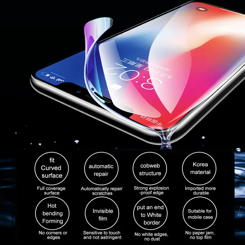 30000D Full Cover Screen Protector For iPhone 11 12 13 14 Pro XS Max Hydrogel Film iPhone XR X 7 8 14 Plus SE 3 Screen Protector