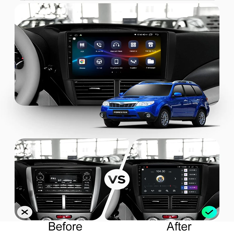 Автомагнитола Funrover 2.5D + IPS Android 9 0 мультимедийный плеер с GPS для Subaru Forester 2008 2012 2din