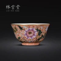hand painted curly grass treasure flower enamel master cup single cup jingdezhen handmade ceramic kungfu tea cup
