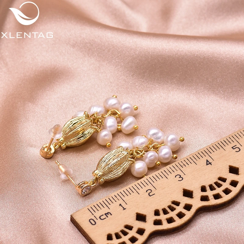 Женские серьги с жемчугом XlentAg роскошные натуральным пресноводным свадебные