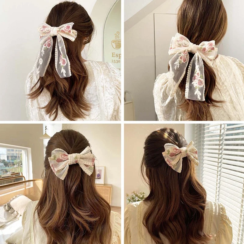 

Women Girls Koren Cute Hairpins Lace Flower Bow Ribbon Hair Clips Hair Ornament Fashion Headwear Hair Accessory