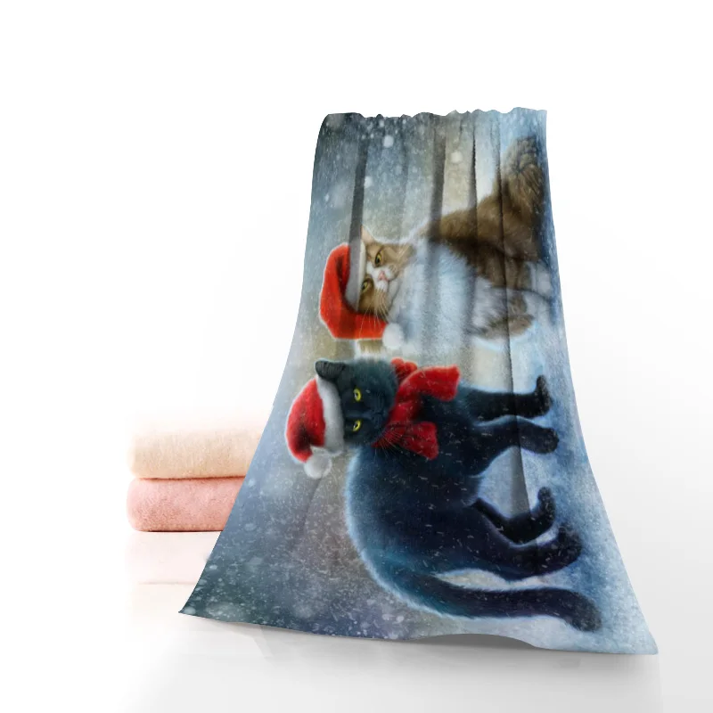 Новый принтом в виде рождественского кота Животные Полотенца несколько Цвет