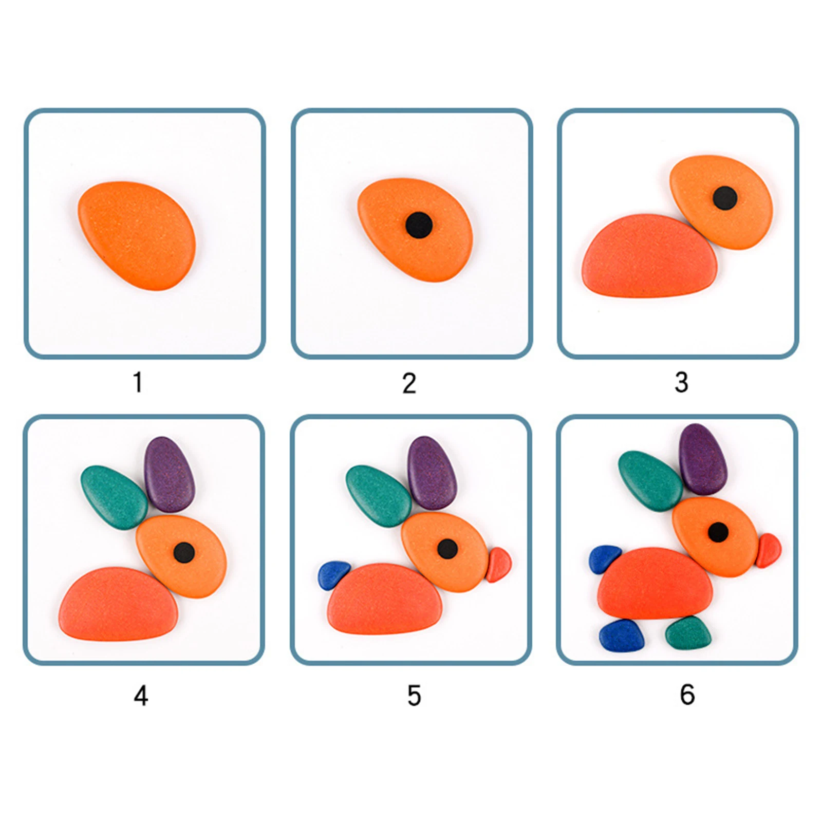 

Pattern Blocks Stone Animals Puzzle Educational Jigsaw Toy for Toddlers Kids