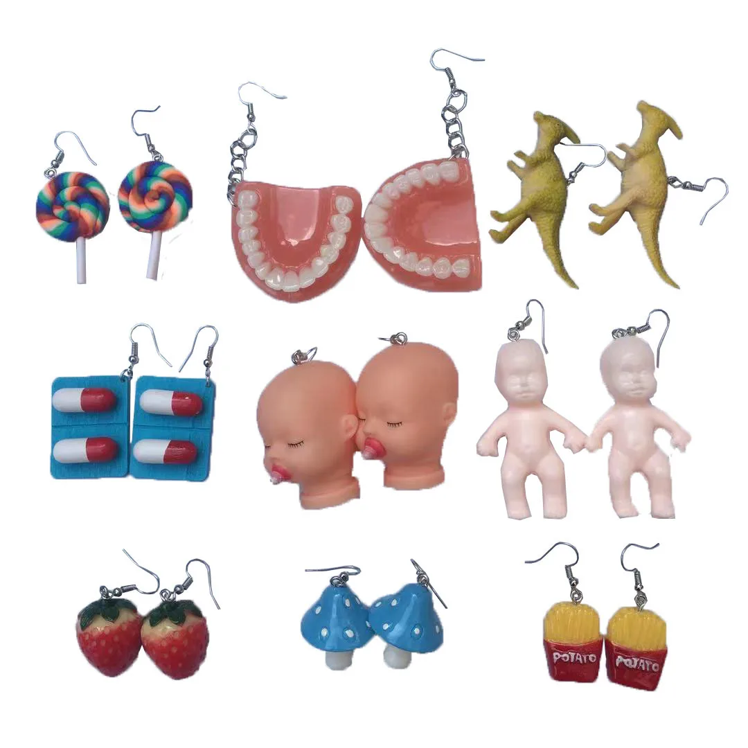 

Creative Funny Resin Cute Doll Mushroom Flower Angel Bear Earrings Sets for Women Y2K Animal Duck Flog Cloud Earring Jewelry New