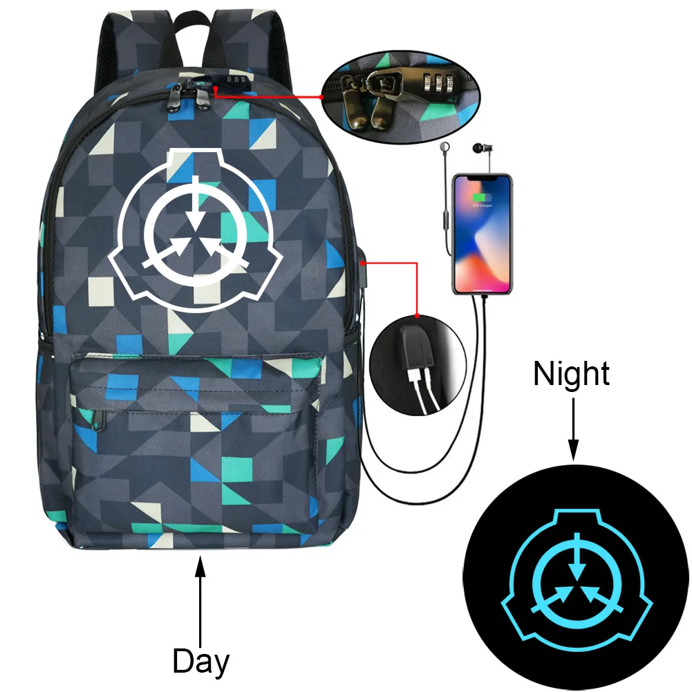

2020 New Scp Noctilucent Backpack Luminous Noctilucous Women Men Student School Shoulder Travel Notebook Bags