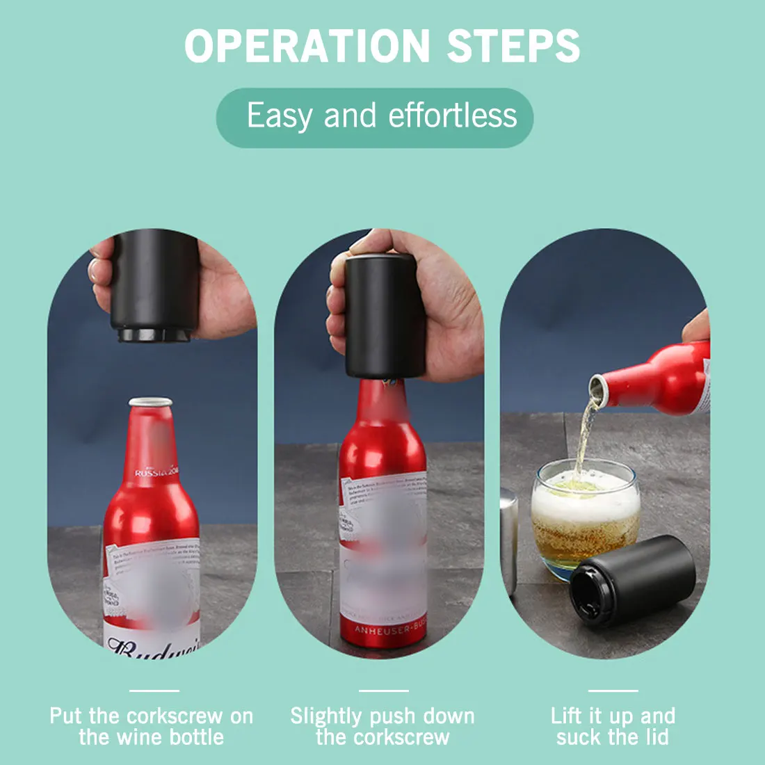 

Stainless Steel Push Down Opener Automatic Beer Bottle Opener Magnet Beer Opener Wine Beer Soda Cap Opener Kitchen Accessories