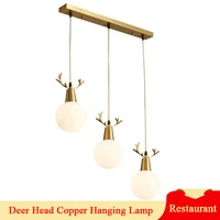 g9 led chandelier lighting nordic modern deer head milky white glass lampshade hanging lamp for restaurant cafe decor