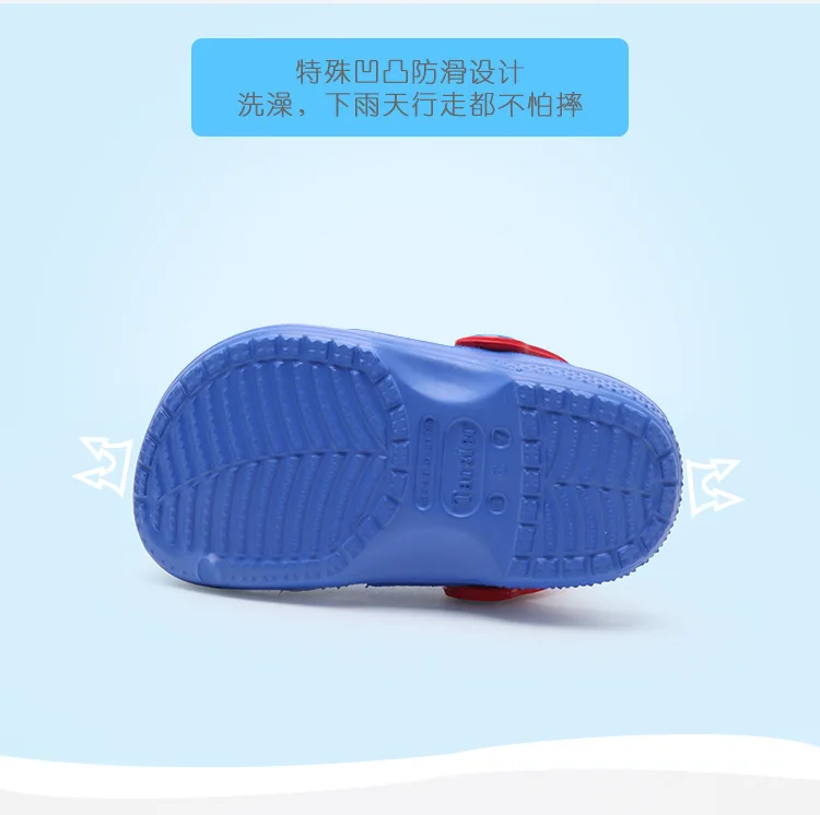 Модная летняя одежда для детей с персонажами из мультфильмов обувь Cave мальчиков и Женские тапочки сандалии для девочек; два способа носки с противоскользящей подошвой с Микки-Маусом; шлепанцы; пляжные