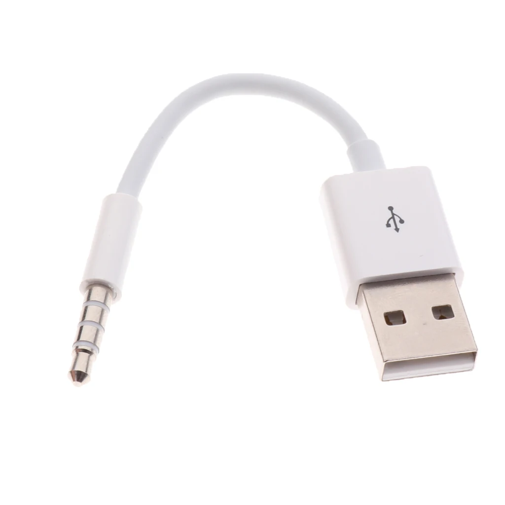 

For iPod Shuffle 3/4/5/6/7 Audio Plug Jack to USB 2.0 Chargeer Data Cable White imported oxygen free copper (OFC) terminals
