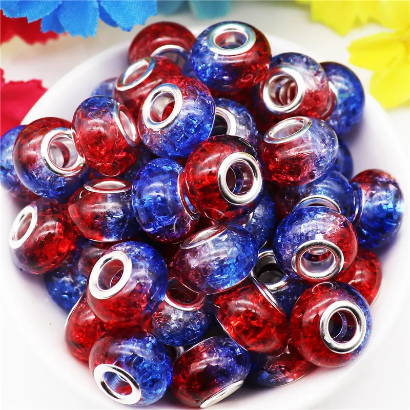 

10Pcs/Lot New Flower Colorful Resin Beads Charm Big Hole European Bead Fit Women Men Bracelet Hair Beads Jewelry Making Bulk