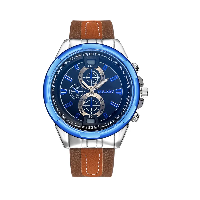 Мужские повседневные спортивные кварцевые часы люксовый бренд с кожаным