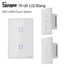 Умный светильник енный выключатель света SONOFF T0 TX US 123, Wi-Fi, приложение, сенсорное управление, базовый таймер R2 с поддержкой Alexa, Google Home